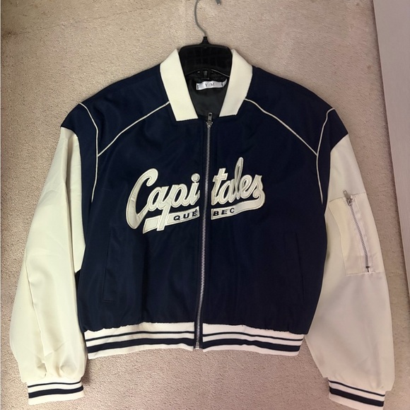 Korea Jackets & Blazers - Capitals Quebec Blue and White Bomber Jacket